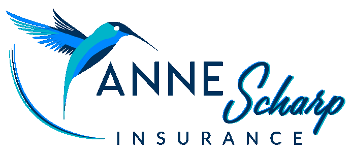 Anna Sharp Insurance - helping Delaware families save money and stay safe - vertical logo